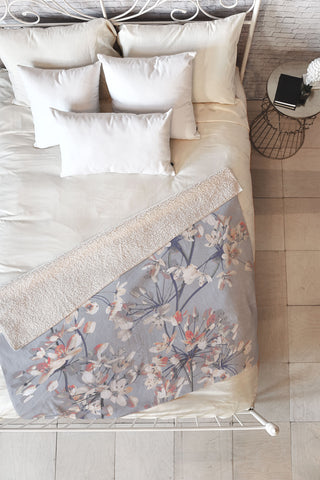 Emanuela Carratoni Delicate Floral Pattern Fleece Throw Blanket