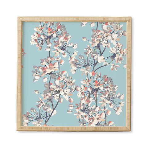 Emanuela Carratoni Delicate Flowers Pattern on Light Blue Framed Wall Art