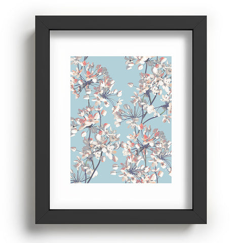 Emanuela Carratoni Delicate Flowers Pattern on Light Blue Recessed Framing Rectangle