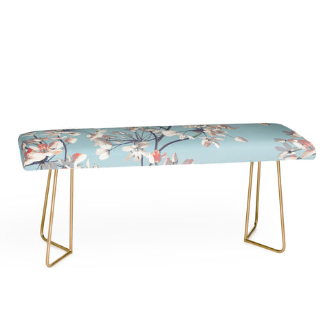 Emanuela Carratoni Delicate Flowers Pattern on Light Blue Bench
