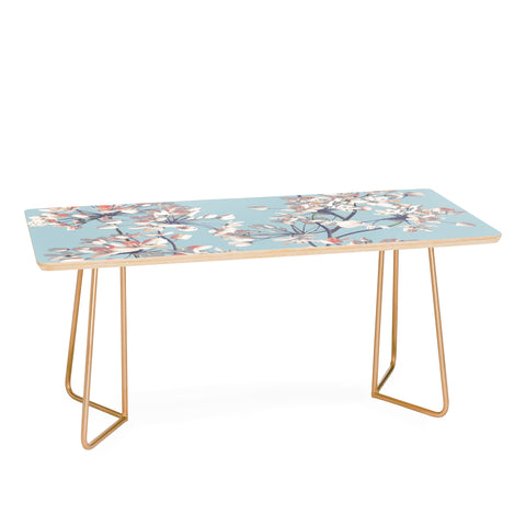 Emanuela Carratoni Delicate Flowers Pattern on Light Blue Coffee Table