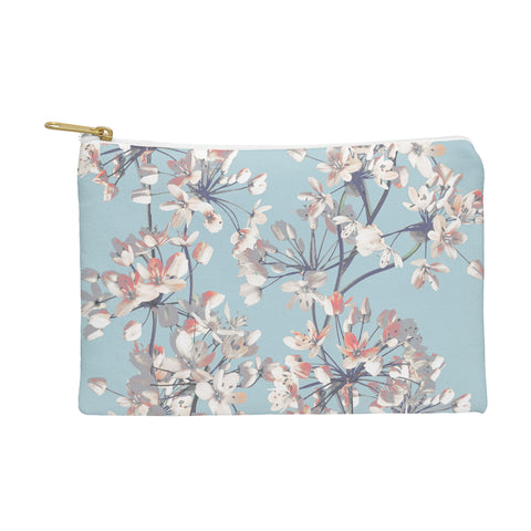 Emanuela Carratoni Delicate Flowers Pattern on Light Blue Pouch