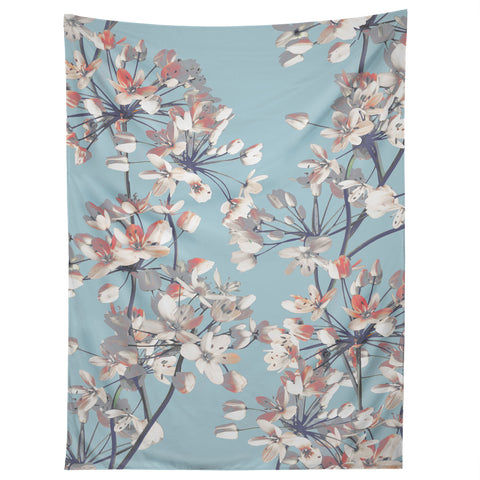 Emanuela Carratoni Delicate Flowers Pattern on Light Blue Tapestry