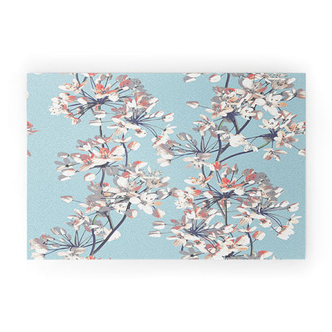 Emanuela Carratoni Delicate Flowers Pattern on Light Blue Welcome Mat