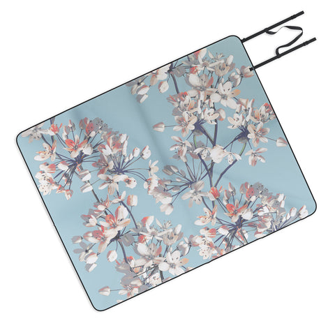 Emanuela Carratoni Delicate Flowers Pattern on Light Blue Picnic Blanket