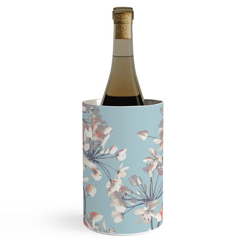 Emanuela Carratoni Delicate Flowers Pattern on Light Blue Wine Chiller