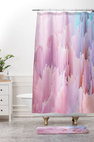 Emanuela Carratoni Delicate Glitches Shower Curtain And Mat