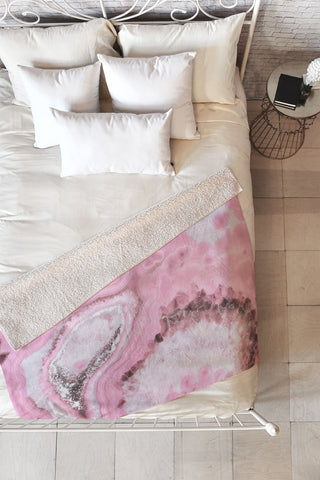 Emanuela Carratoni Delicate Pink Agate Fleece Throw Blanket