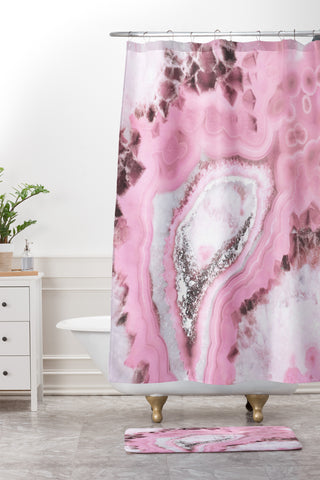 Emanuela Carratoni Delicate Pink Agate Shower Curtain And Mat