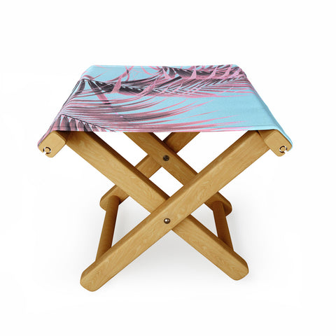 Emanuela Carratoni Delicate Pink Palms Folding Stool