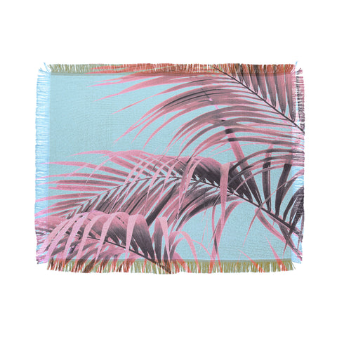 Emanuela Carratoni Delicate Pink Palms Throw Blanket