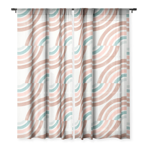 Emanuela Carratoni Double Retro Rainbows Sheer Window Curtain