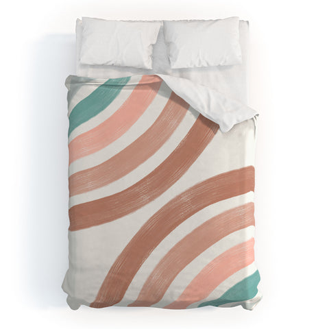 Emanuela Carratoni Double Retro Rainbows Duvet Cover