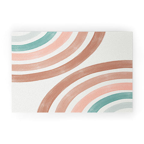 Emanuela Carratoni Double Retro Rainbows Welcome Mat