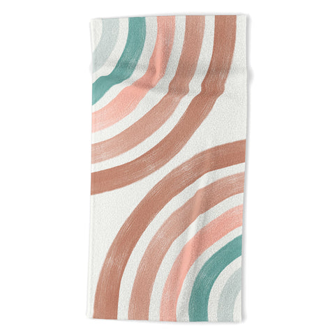 Emanuela Carratoni Double Retro Rainbows Beach Towel