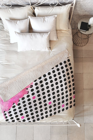 Emanuela Carratoni Dripped Polka Dots Fleece Throw Blanket