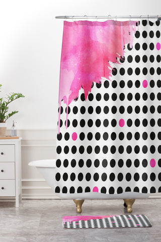 Emanuela Carratoni Dripped Polka Dots Shower Curtain And Mat