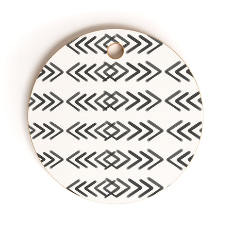 Emanuela Carratoni Ethnic Painted Pattern Cutting Board Round