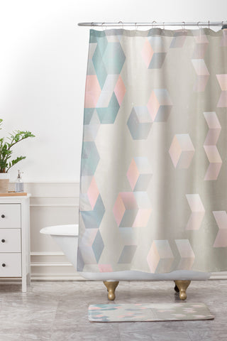 Emanuela Carratoni Exagonal Geometry Shower Curtain And Mat