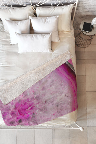 Emanuela Carratoni Fashion Pink Agate Fleece Throw Blanket