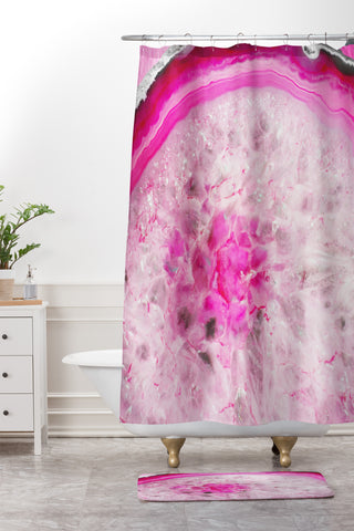 Emanuela Carratoni Fashion Pink Agate Shower Curtain And Mat