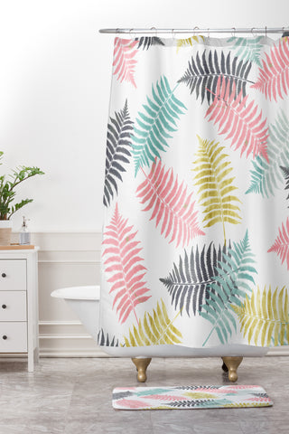 Emanuela Carratoni Ferns Dance Shower Curtain And Mat