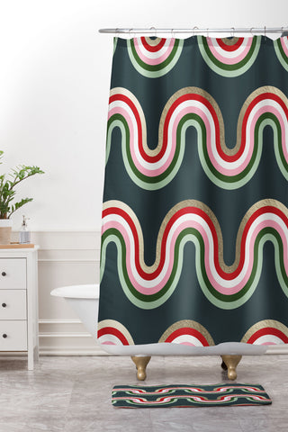 Emanuela Carratoni Festive Rainbow Shower Curtain And Mat