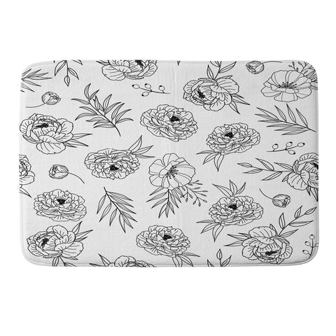 Emanuela Carratoni Floral Line Art Memory Foam Bath Mat
