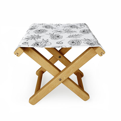 Emanuela Carratoni Floral Line Art Folding Stool
