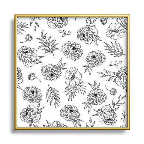 Emanuela Carratoni Floral Line Art Metal Square Framed Art Print