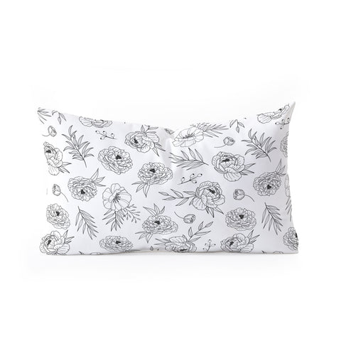 Emanuela Carratoni Floral Line Art Oblong Throw Pillow