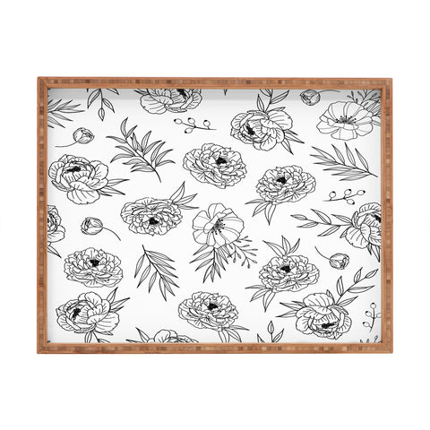 Emanuela Carratoni Floral Line Art Rectangular Tray