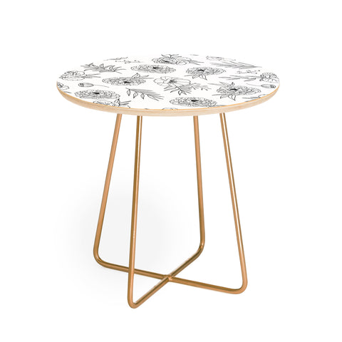 Emanuela Carratoni Floral Line Art Round Side Table