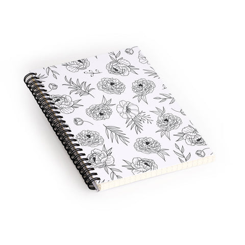 Emanuela Carratoni Floral Line Art Spiral Notebook