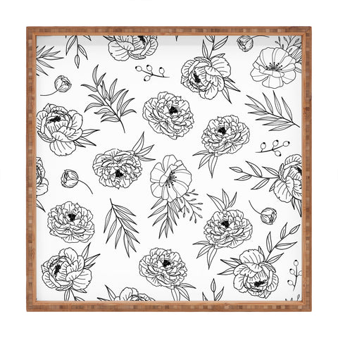 Emanuela Carratoni Floral Line Art Square Tray