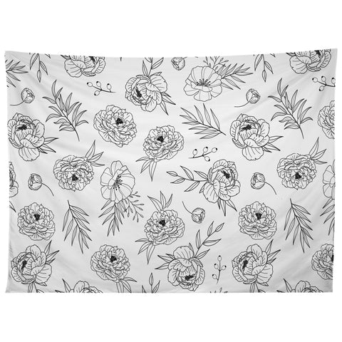 Emanuela Carratoni Floral Line Art Tapestry