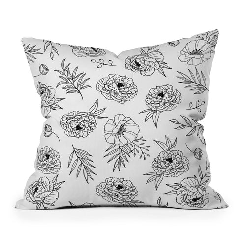 Emanuela Carratoni Floral Line Art Throw Pillow