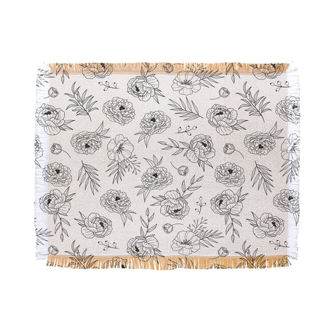 Emanuela Carratoni Floral Line Art Throw Blanket