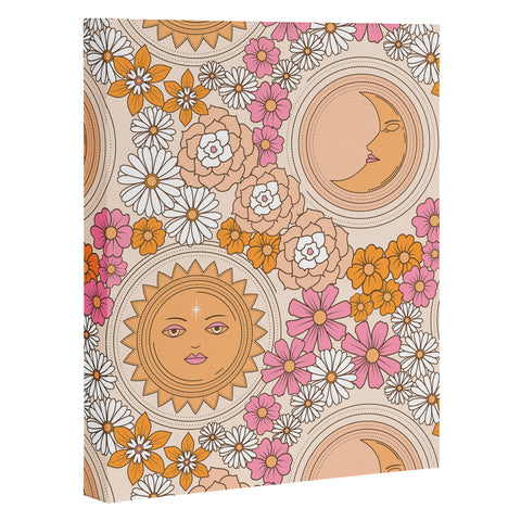 Emanuela Carratoni Floral Moon and Sun Art Canvas