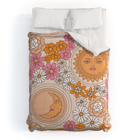 Emanuela Carratoni Floral Moon and Sun Comforter