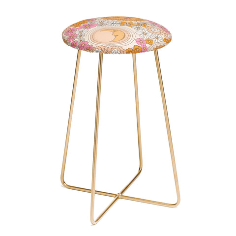 Emanuela Carratoni Floral Moon and Sun Counter Stool