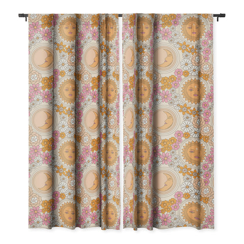 Emanuela Carratoni Floral Moon and Sun Blackout Window Curtain