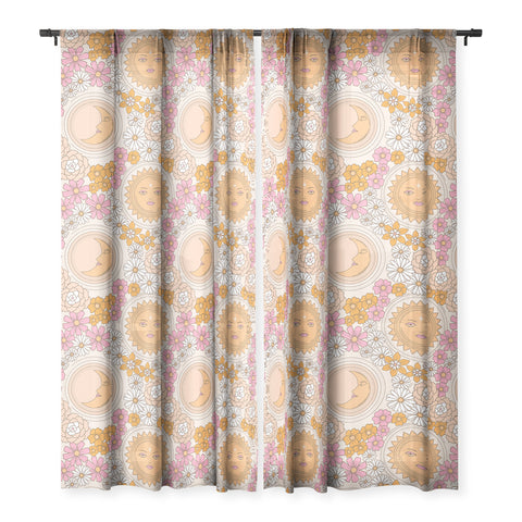 Emanuela Carratoni Floral Moon and Sun Sheer Window Curtain