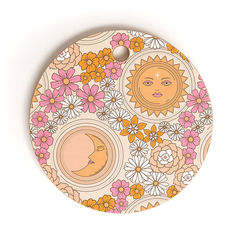 Emanuela Carratoni Floral Moon and Sun Cutting Board Round