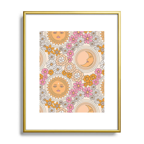 Emanuela Carratoni Floral Moon and Sun Metal Framed Art Print