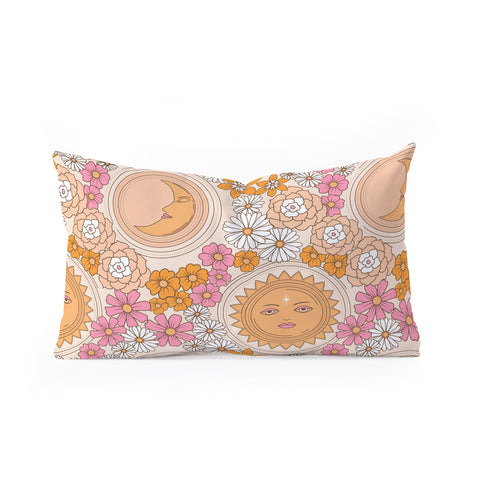 Emanuela Carratoni Floral Moon and Sun Oblong Throw Pillow