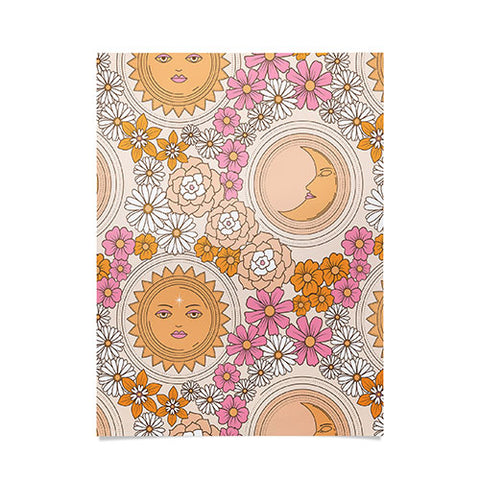 Emanuela Carratoni Floral Moon and Sun Poster