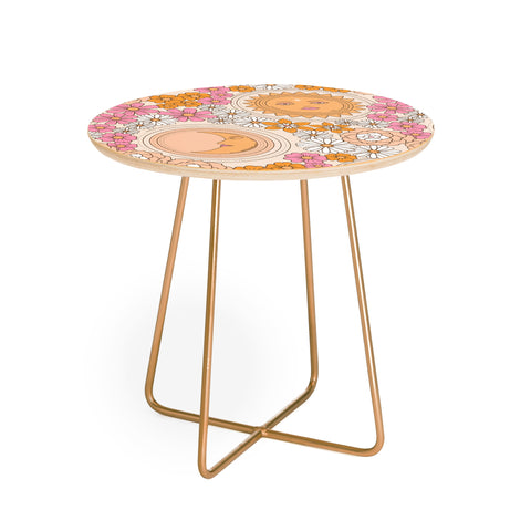 Emanuela Carratoni Floral Moon and Sun Round Side Table