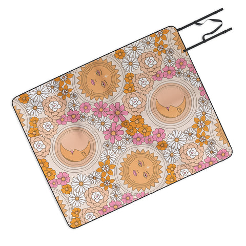 Emanuela Carratoni Floral Moon and Sun Picnic Blanket