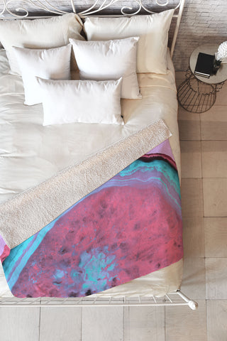Emanuela Carratoni Fluo Agate Fleece Throw Blanket